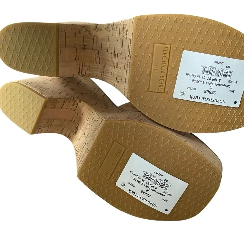 Veronica Beard Paulita Cork Women's Tan Platform Wedge Sandals NWTS size 10